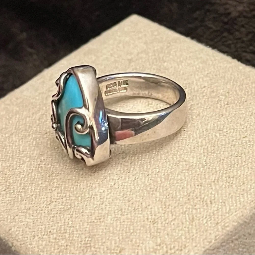 Turquoise Silver Swirl Ring - Picture 4 of 5
